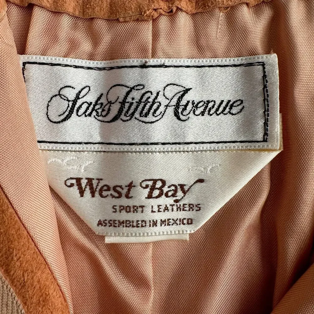 Saks Fifth Avenue VTG Lamb‎ Suede Pleated Straight Leg Peach Trouser Pants 6 8